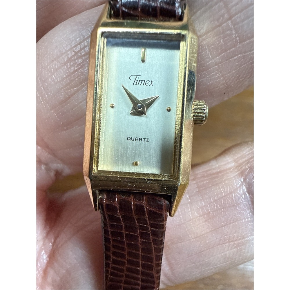 Vintage Timex Classic Women's Tank Petite Watch New Battery And Band Running